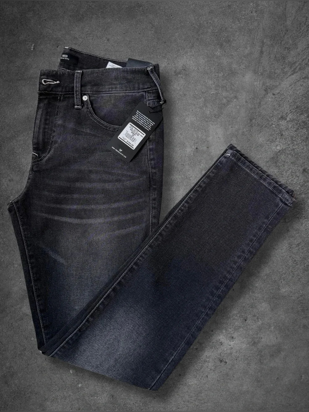 True Religion Men’s Black-Wash Jeans with logo on back pockets - NWT